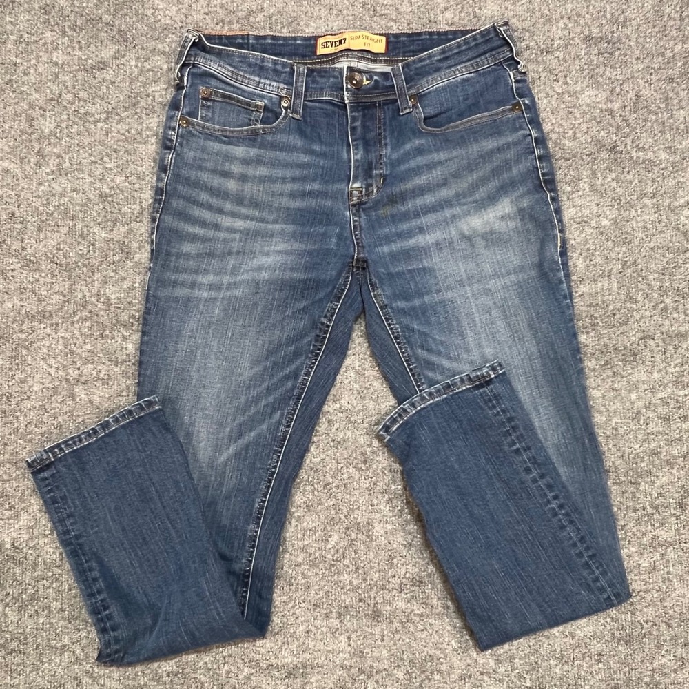 Seven7 Slim Straight Jeans Mens 32x32 Blue Good Stretch Medium Wash Denim